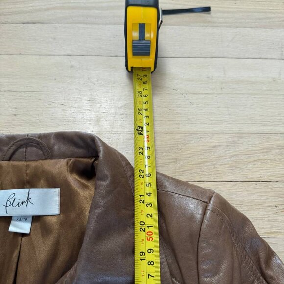 Brown leather jacket with zipper closure and button cuffs women’s XS - Picture 5 of 6